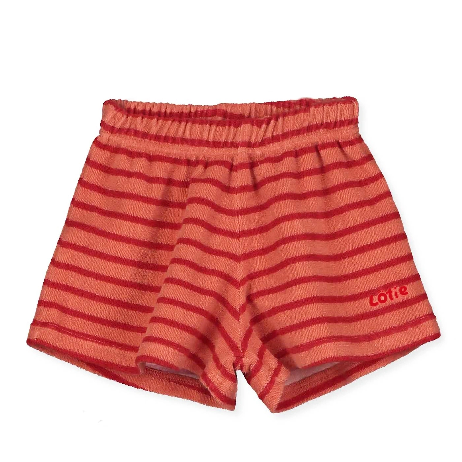 TOWEL TERRY STRIPES PAPAYA BABY SHORTS