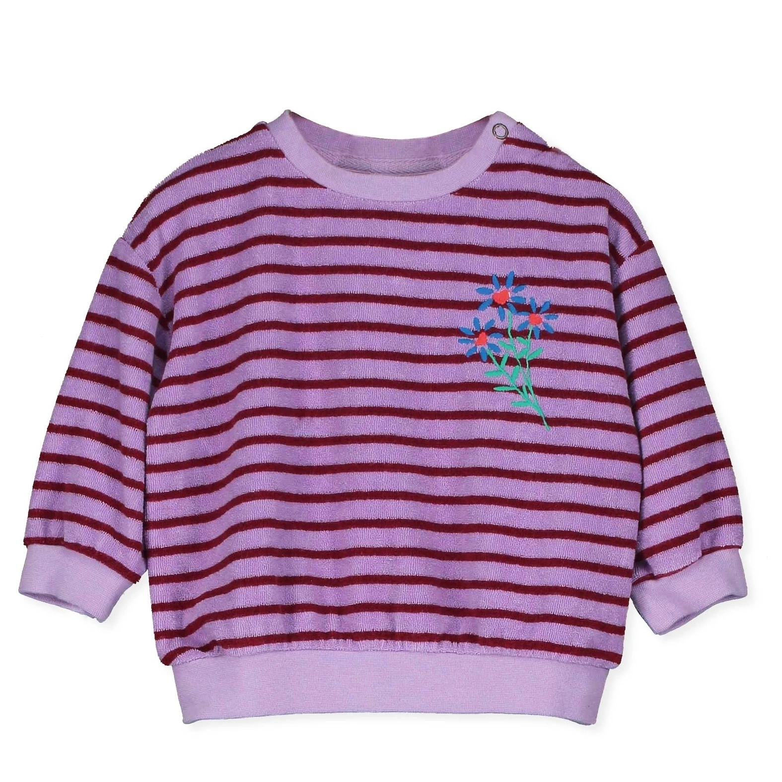 STRIPES TOWEL TERRY MAUVE BABY SWEATSHIRT